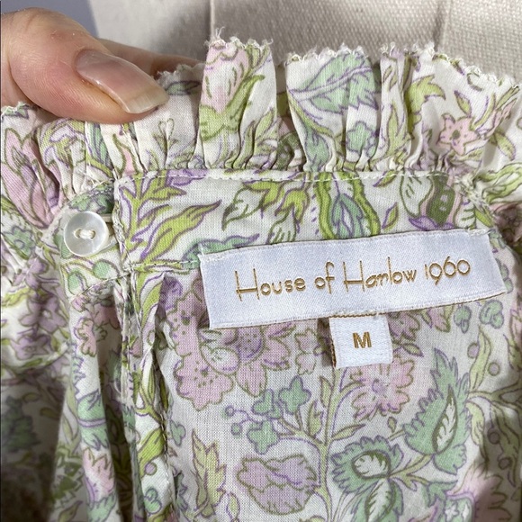 House of Harlow Floral Josepha Pastel Ruffle Blouse size medium - Picture 11 of 11